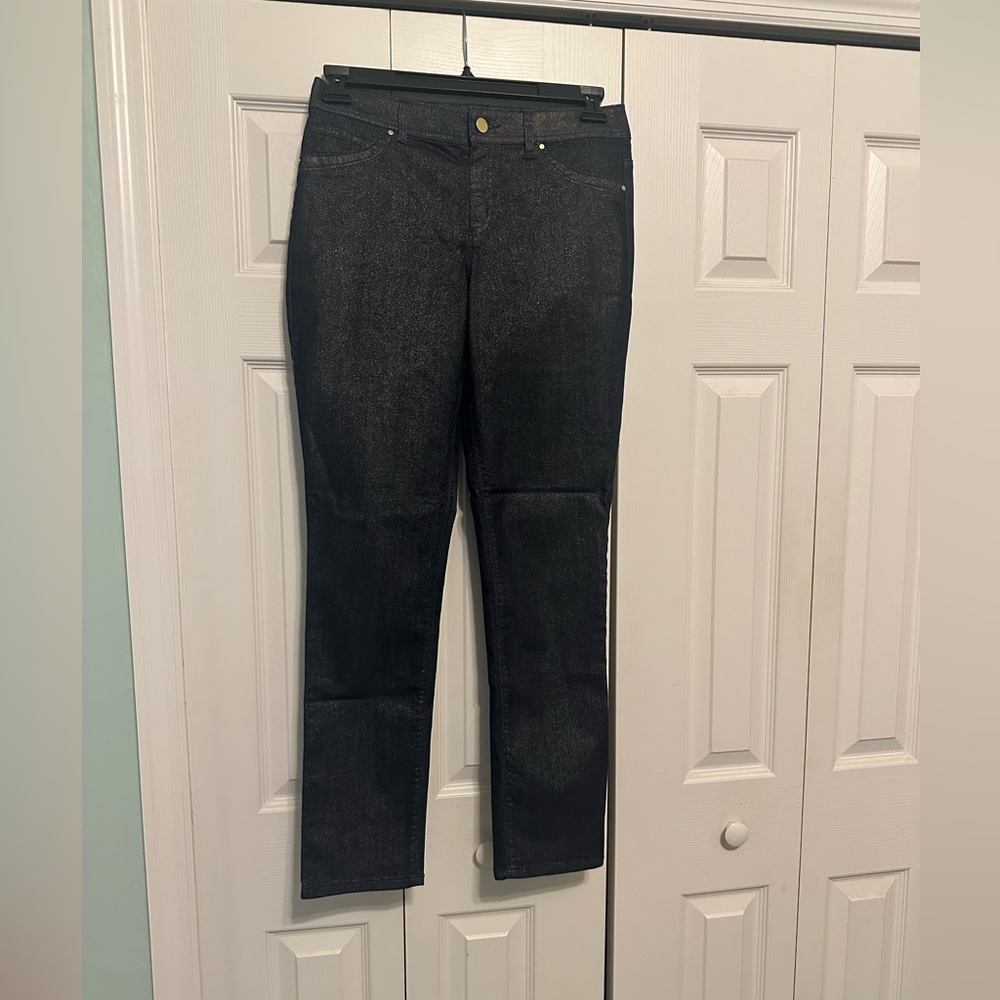 Chico's Black Jeans with Gold Shimmer